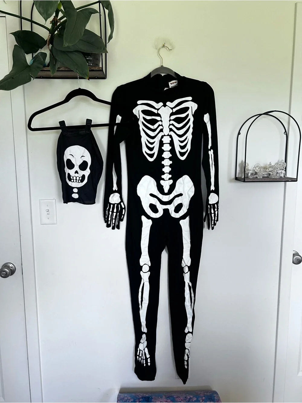 Spooktacular Creations Kids Skelton Halloween Costume Bodysuit & Mask Size XL